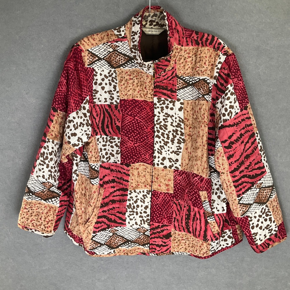 ALLISON DALEY Patchwork Animal Print Quilted Jacket Women's‎ Sz XL/2X